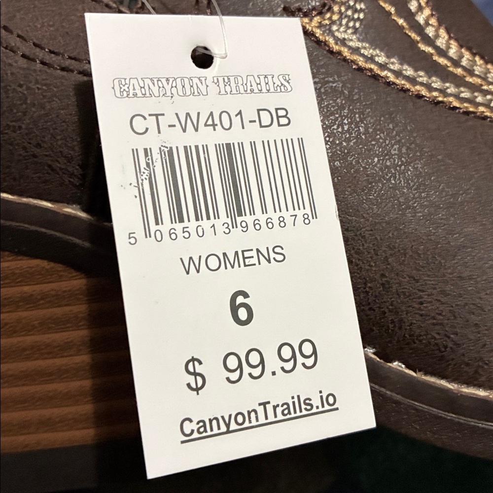 WOMEN SIZE 6M Canyon TrailsBrown Embroidered Western Ankle Boots - Picture 7 of 8